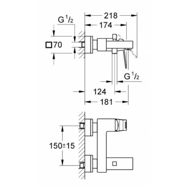 GROHE Смеситель для ванны однорычажный Eurocube (23140000)