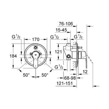GROHE Смеситель для ванны однорычажный скрытого монтажа Eurostyle Cosmopolitan (33637002)