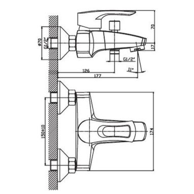 HAIBA Смеситель для ванны однорычажный Hansberg 009 (HB0197)