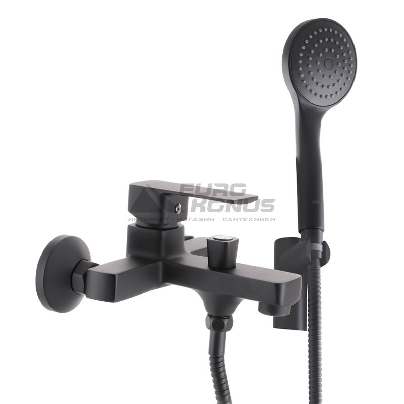 HAIBA Смеситель для ванны однорычажный Kubus Euro 009 Black (HB3932)