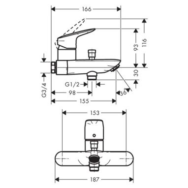 HANSGROHE Смеситель для ванны однорычажный Logis (71430000)