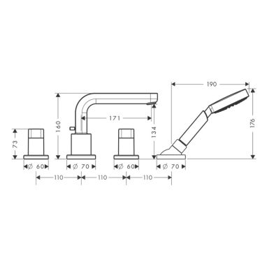 HANSGROHE Внешняя часть смесителя двухвентильного для ванны Metris S (31446000)