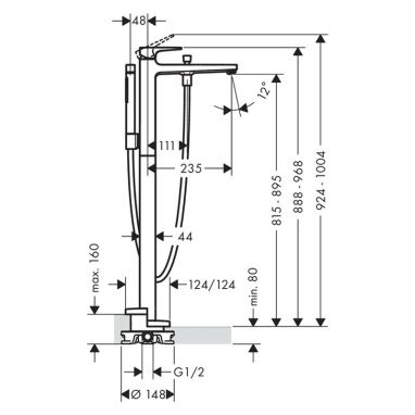HANSGROHE Смеситель для ванны однорычажный напольный Metropol (32532000)