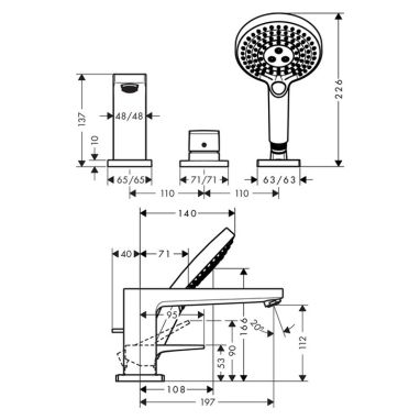 HANSGROHE Внешняя часть смесителя однорычажного для ванны Metropol (74551000)