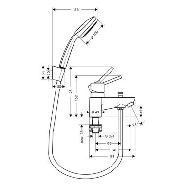 HANSGROHE Смеситель для ванны однорычажный Talis (31426000)