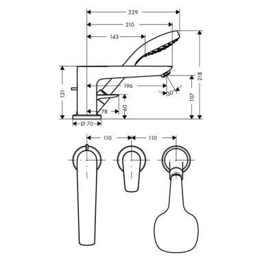 HANSGROHE Внешняя часть смесителя однорычажного для ванны Talis E (71730000)