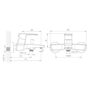 IMPRESE Смеситель для ванны однорычажный GRAFIKY хром (ZMK061901040)