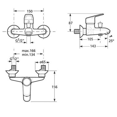 JIKA Смеситель для ванны однорычажный Nariva (H3211J70044001)