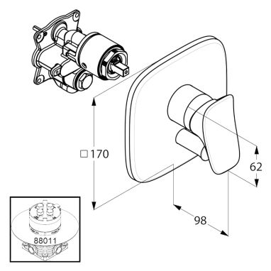 KLUDI Смеситель для ванны однорычажный скрытого монтажа Ambienta (536500575)