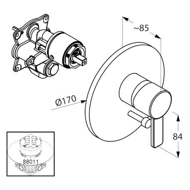 KLUDI Смеситель для ванны однорычажный скрытого монтажа Zenta (386508675)