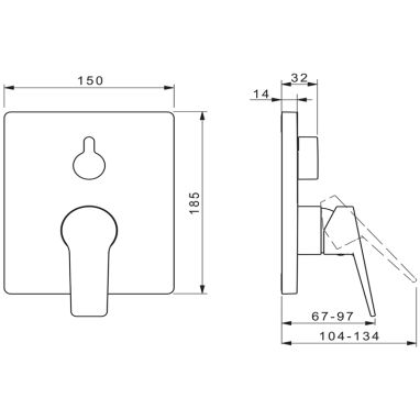 ORAS Внешняя часть смесителя однорычажного для ванны Twista (3888)