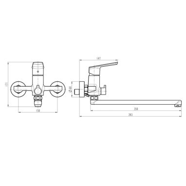TOPAZ Смеситель для ванны однорычажный LEXI TL21208A-H57-BL