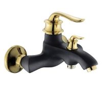 ZERIX Смеситель для ванны однорычажный Z30219-6 Euro Black/Gold (ZX0465)