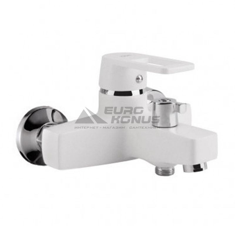 ZERIX Смеситель для ванны однорычажный Z3030-7 Euro White (ZX0232)