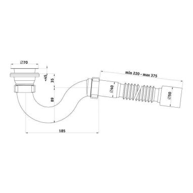 АНИ Пласт Сифон для душевого поддона 1 1/2" x 40 с гибкой трубкой 40/50 (E115)