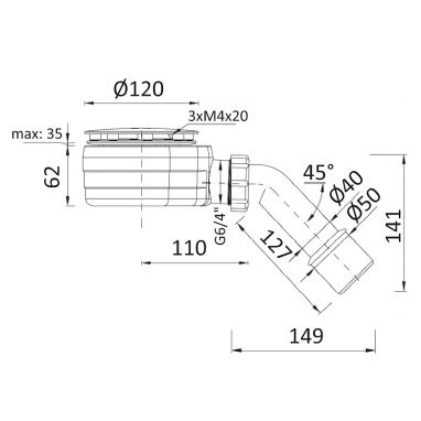 IMPRESE Сифон для душевого поддона (SSB090062050)