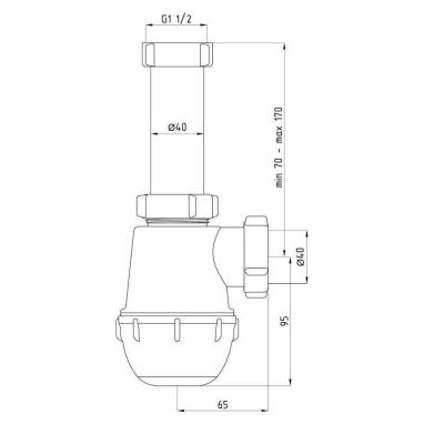 АНИ Пласт Сифон для кухонной мойки Грот 1 1/2" x 40 без выпуска (A0120EU)