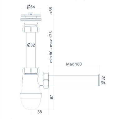 АНИ Пласт Сифон для умывальника 1 1/4" x 32 с прямой трубой 32 (B1003EU)