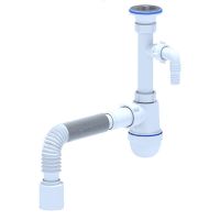 АНИ Пласт Сифон для умывальника 1 1/4" x 40 с отводом для стиральной машины и гибкой трубкой 40/50 (C1310)