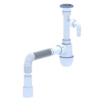 АНИ Пласт Сифон для умывальника 1 1/4" x 40 с отводом для стиральной машины и гибкой трубкой 40/40/50 (C1315EU)