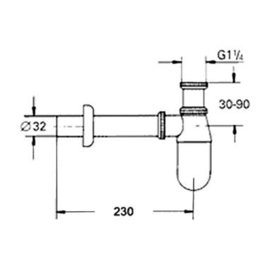 ARMATURA Сифон для умывальника металлический хромированный Класик 1 1/4" x 32 (601-054-00)