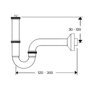 HANSGROHE Сифон для умывальника трубный без горловины 1 1/4" x 32 (53010000)