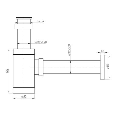 IMPRESE Сифон для умывальника 1 1/4" x Ø 32 мм HYDRANT (ZMK031806600)
