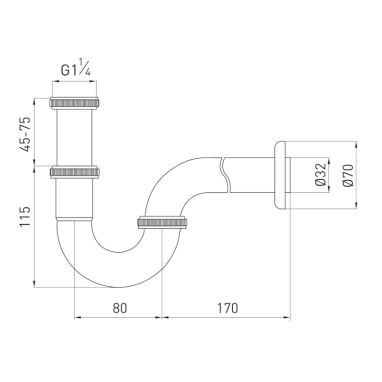 VOLLE Сифон для умывальника 1 1/4"x Ø 32 мм (9000.094301)