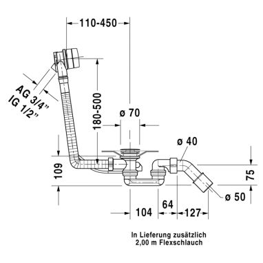 DURAVIT Слив-перелив для ванны 791220000001000