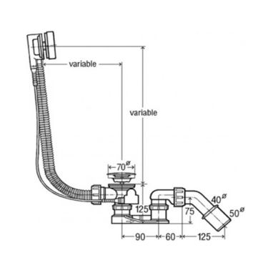 VIEGA Сифон для ванны автомат Simplex 725 мм (595678)