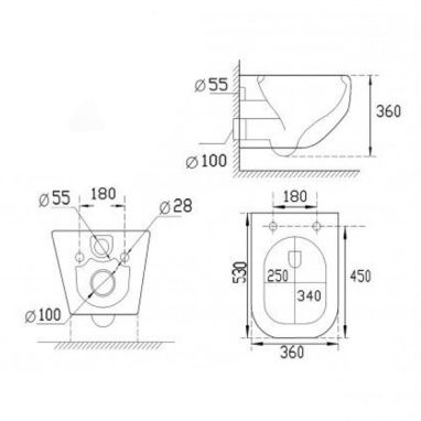 DUSEL Унитаз подвесной c крышкой и сиденьем Slim Soft-close Ivia (DWHT10210330R)