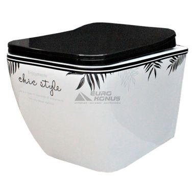 DUSEL Унитаз подвесной c крышкой и сиденьем Slim Soft-close Cubis Chic Style DWHT10201030CS