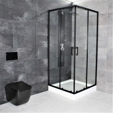 DUSEL Унитаз подвесной c крышкой и сиденьем Slim Soft-close Cubis Black Matt DWHT10201030RB