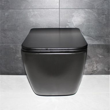 DUSEL Унитаз подвесной c крышкой и сиденьем Slim Soft-close Cubis Black Matt DWHT10201030RB