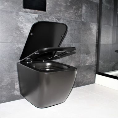 DUSEL Унитаз подвесной c крышкой и сиденьем Slim Soft-close Cubis Black Matt DWHT10201030RB