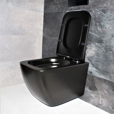 DUSEL Унитаз подвесной c крышкой и сиденьем Slim Soft-close Cubis Black Matt DWHT10201030RB
