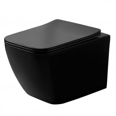 DUSEL Унитаз подвесной c крышкой и сиденьем Slim Soft-close Cubis Black Matt DWHT10201030RB