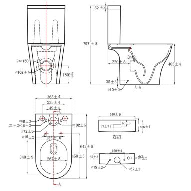 DUSEL Унитаз-компакт c крышкой и сиденьем Slim Soft-close Torino (DTPT10213430R)