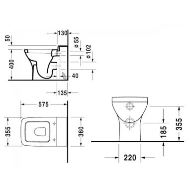 DURAVIT Унитаз напольный (чаша) PuraVida (2132090000)