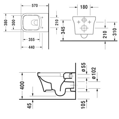DURAVIT Унитаз подвесной P3 Comforts (2561090000)