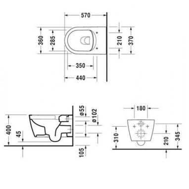 DURAVIT Унитаз подвесной с сиденьем soft-close ME BY STARCK (45290900A1)