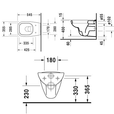 DURAVIT Унитаз подвесной с сиденьем soft-close D-Code (45350900A1)