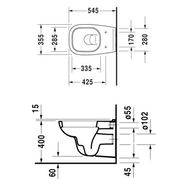 DURAVIT Унитаз подвесной с сидением D-CODE (45351900A1)