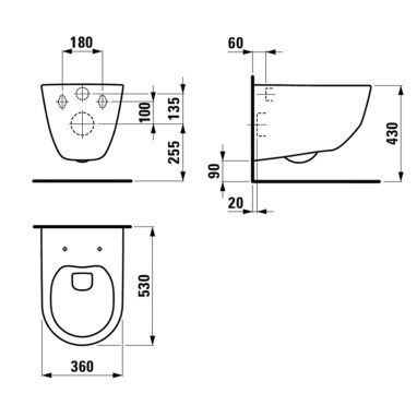 LAUFEN Унитаз подвесной с сидением slow-closing Pro Rimless (H820966+H8969513B)