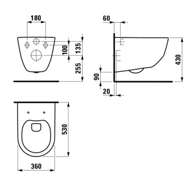 LAUFEN Унитаз подвесной с сидением Slim soft-close Pro Rimless (H8669570000001)