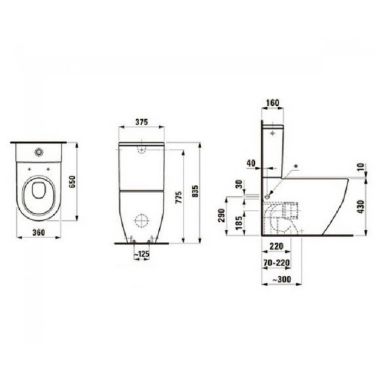 LAUFEN Унитаз-компакт с сидением Slim slow-closing PRO (H8679530008701)