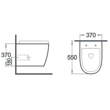 NEWARC Унитаз подвесной c крышкой и сиденьем Rimless Modern 3823W-M
