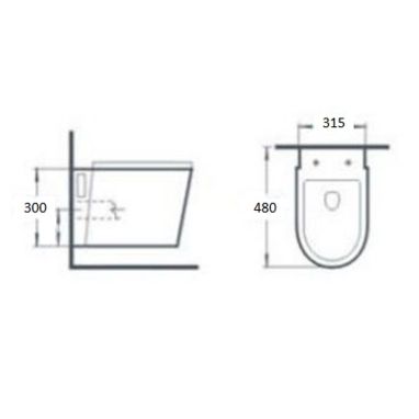 NEWARC Унитаз подвесной c крышкой и сиденьем Rimless Life 9823B-M