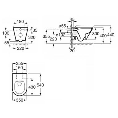 ROCA Унитаз подвесной с сидением GAP Round Rimless (A34H0N8000)