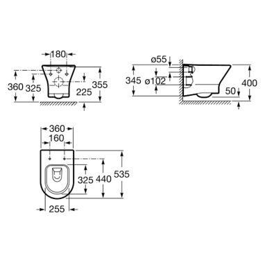 ROCA Унитаз подвесной с сидением Nexo Rimless (A34H64L000)
